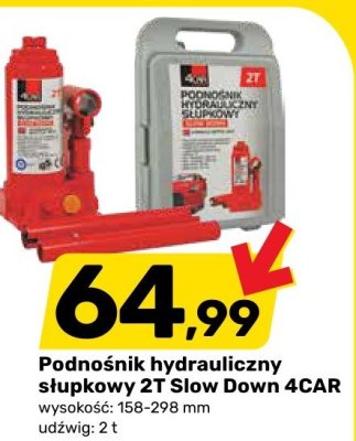 Podnośnik hydrauliczny słupkowy 2T Slow Down 4CAR promocja w Bricomarche