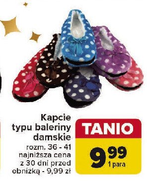 Kapcie damskie baleriny 36 - 41 promocja w Carrefour