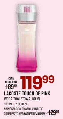 Perfumy LACOSTE TOUCH OF PINK woda toaletowa promocja w Drogerie Natura