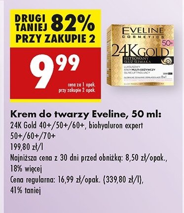 Skoncentrowany krem 50+ na dzień i noc spf 8 EVELINE BIOHYALURON 4D promocja