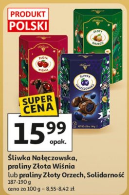 Śliwka Nałęczowska, praliny Złota Wiśnia lub praliny Orzech, Solidarność promocja w Auchan