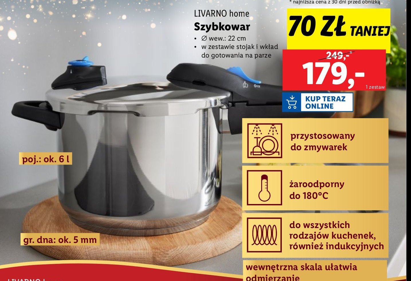 Szybkowar 6 l LIVARNO HOME promocja