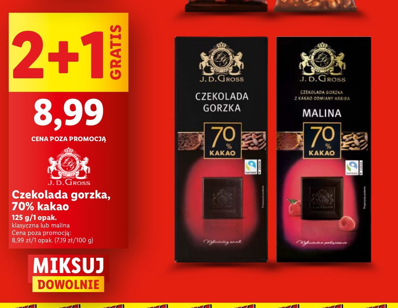 Czekolada gorzka 70 % J.d.gross promocja