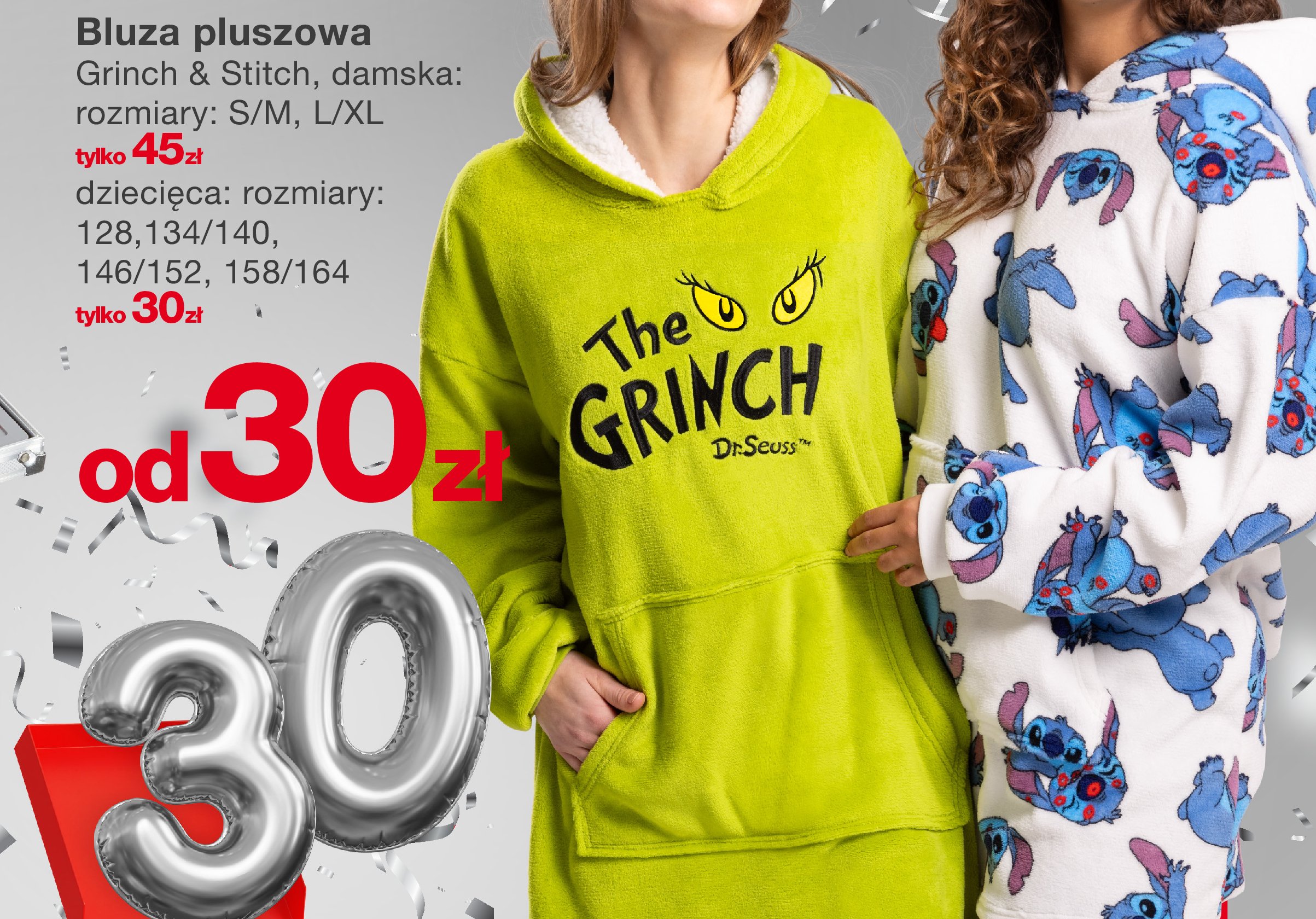 Bluza pluszowa grinch s-m promocja w KiK