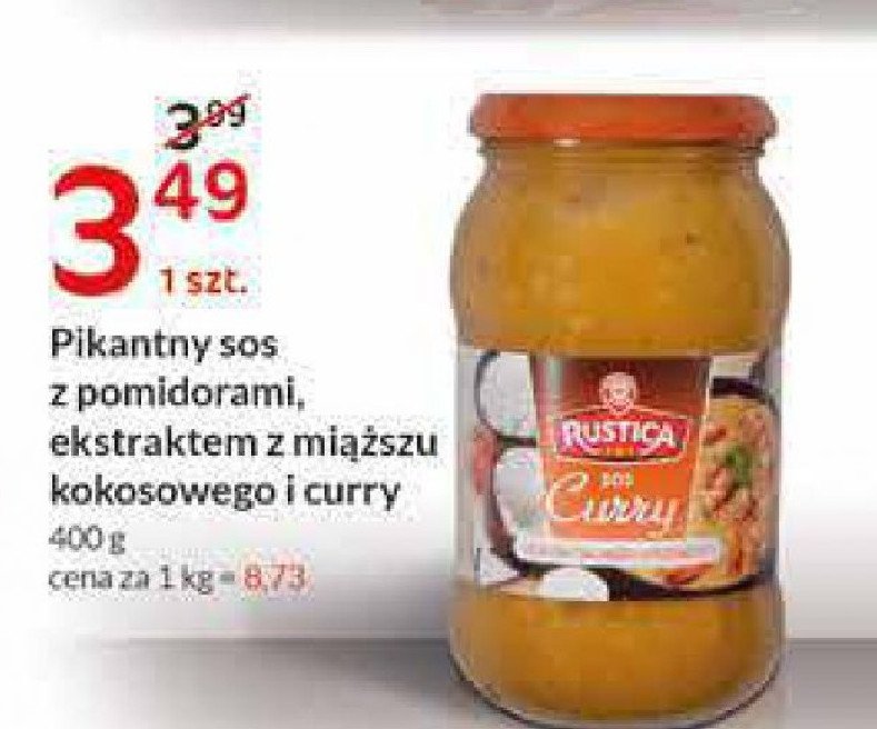 Sos curry z mleczkiem kokosowym Wiodąca marka rustica promocja