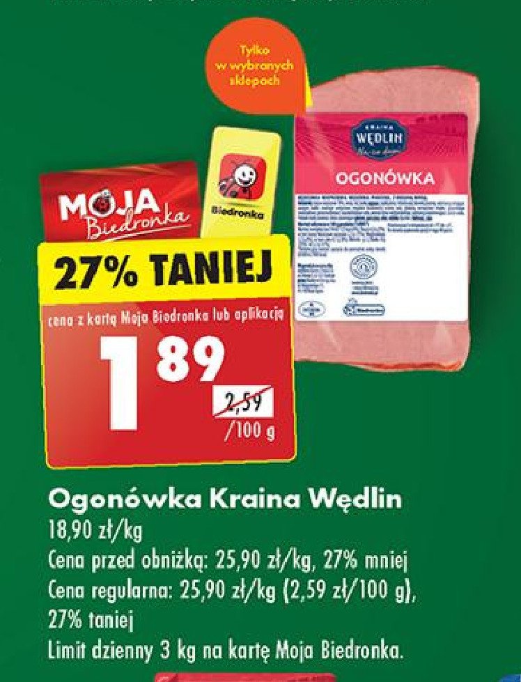 Szynka ogonówka Kraina wędlin promocja w Biedronka