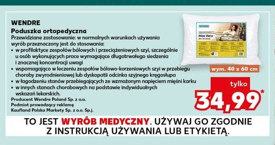 Poduszka aloe vera 40 x 60 cm Wendre promocja