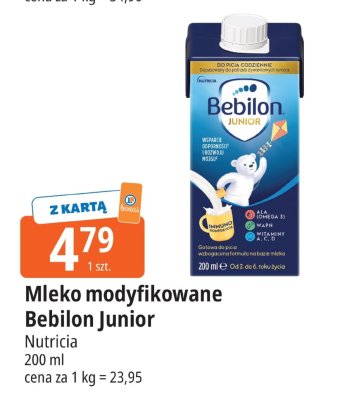 Mleko modyfikowane Bebilon Junior Nutricia 200 ml promocja w Leclerc