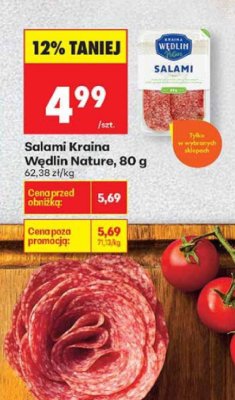 Salami Kraina Wędlin Nature, 80 g promocja w Biedronka