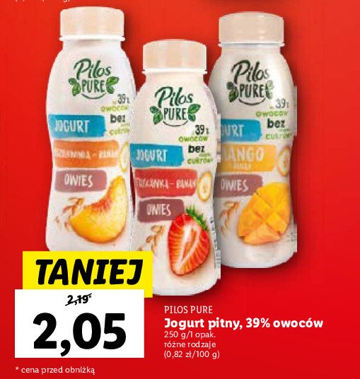 Jogurt brzoskwinia-banan-owies Pilos pure promocja