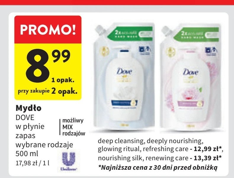 Mydło w płynie glowing ritual Dove nourishing secrets promocja w Intermarche