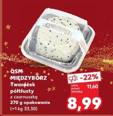 Twaróżek OSM Miedzygórz półtłusty z czarnuszką 270 g promocja w Kaufland