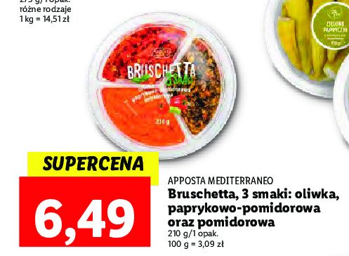 Bruschetta oliwka + paprykowo-pomidorowa + pomidorowa Apposta mediterraneo promocja