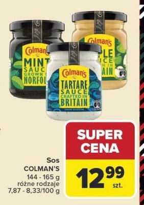 Sos COLMAN'S Tartare Sauce 144-165g promocja w Carrefour