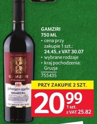 Wino Gamziri 750 ML promocja w Selgros