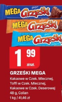 Grzeski mega Kakaowe w Czek. Mlecznej, Toffi w Czek. Mlecznej, Kakaowe w Czek. Deserowej promocja w Chorten