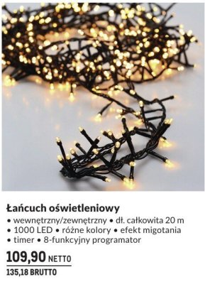 Łańcuch oświetleniowy wewnętrzny/zewnętrzny 20 m 1000 LED promocja w Makro