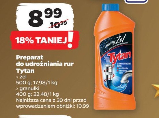 Granulki do udrożniania rur Tytan promocja