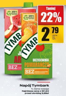 Napój Tymbark różne rodzaje 1l bez promocja w Supeco