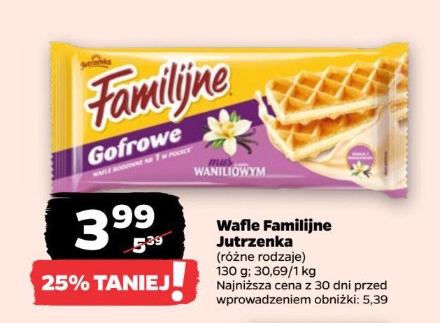 Wafelki gofrowe z musem waniliowym Jutrzenka familijne promocja