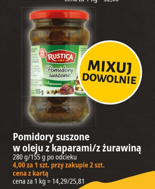 Pomidory suszone w oleju z kaparami Wiodąca marka rustica promocja