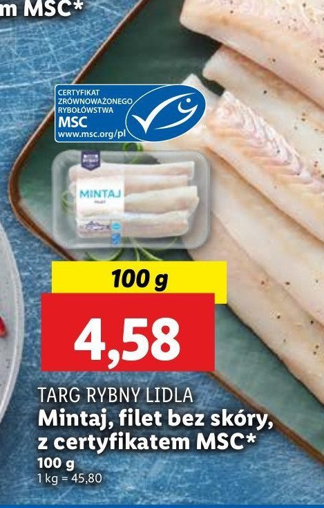 Mintaj filet bez skóry Rybny targ lidla promocja w Lidl