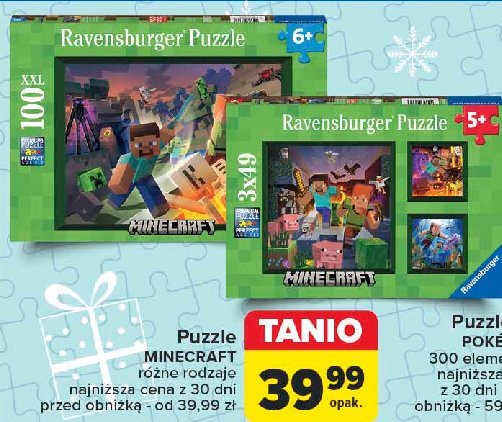 Puzzle minecraft el. 100 Ravensburger promocja w Carrefour