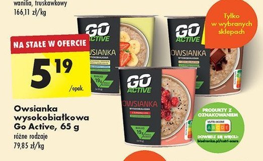 Owsianka proteinowa waniliowa z truskawką i bananem Go active promocja