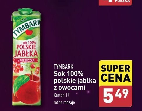 Sok 100% polskie jabłka z porzeczką Tymbark 1936 promocja