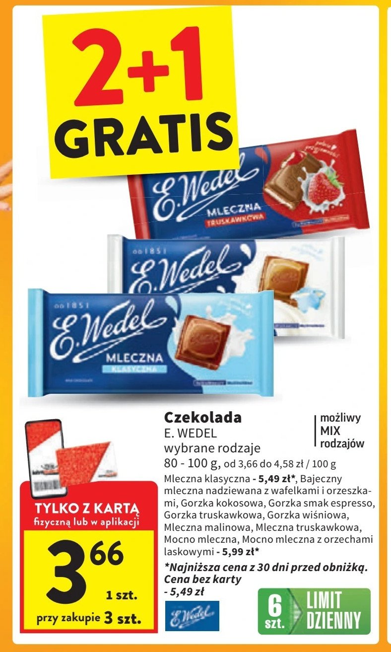 Czekolada klasyczna mleczna E. wedel promocja w Intermarche