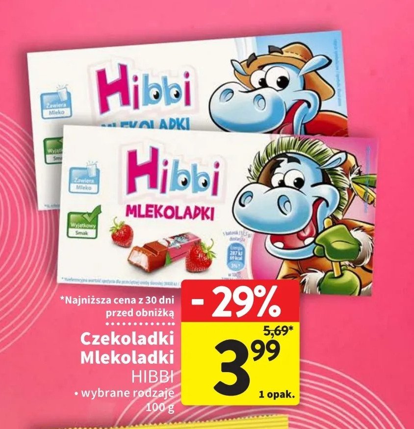 Czekoladki jogurtowo-truskawkowe Hibbi promocja