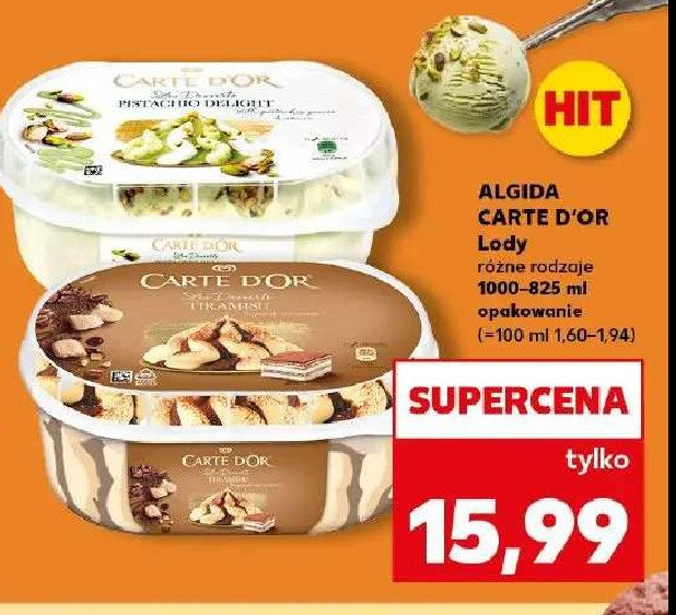 Lody tiramisu Algida carte d'or les desserts promocja