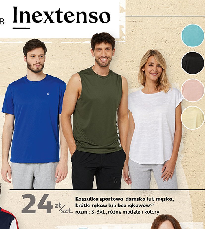 Koszulka sportowa męska krótki rękaw s-3xl Auchan inextenso promocja