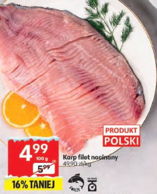 Karp filet nacinany promocja w Delikatesy Centrum
