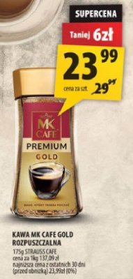 Kawa MK CAFE GOLD rozpuszczalna 175g STRAUSS CAFE promocja w Arhelan