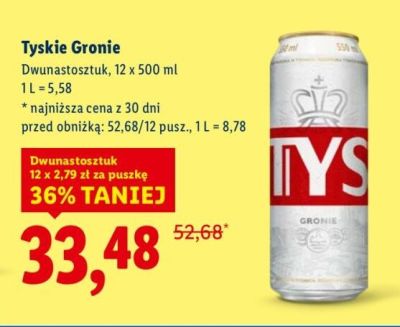 Piwo Tyskie Gronie 12 x 500 ml promocja w Lidl