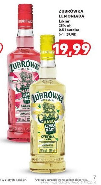 Likier 18% cytryna z miętą Żubrówka hard lemonade promocja w Kaufland
