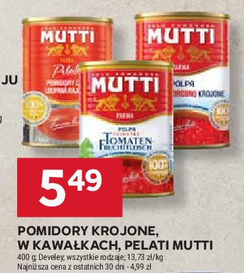 Pomidory drobno krojone bez skórek polpa Mutti promocja