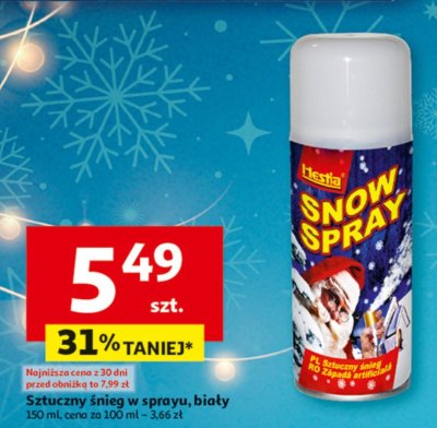 Sztuczny śnieg w sprayu biały promocja w Auchan