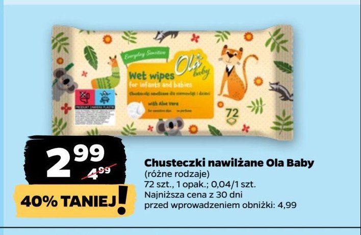 Chusteczki nawilżane Ola baby promocja w Netto