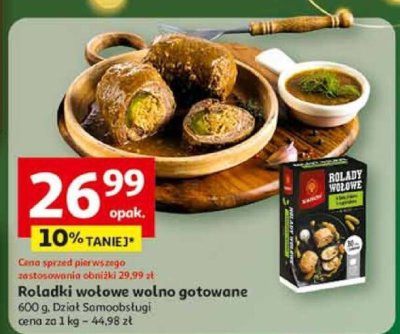 Roladki wołowe wolno gotowane 600 g promocja w Auchan