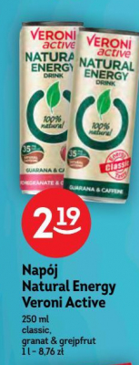 Nap贸j energetyczny granat i grejpfrut Veroni active 100% natural energy drink promocja