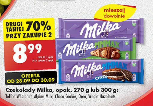 Czekolada nadziewana nugatem z ca艂ymi orzechami laskowymi Milka mmmax promocja