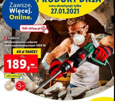 Młotowiertarka z udarem 1050w Parkside promocja