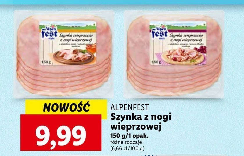 Szynka z nogi wieprzowej Alpen fest promocja