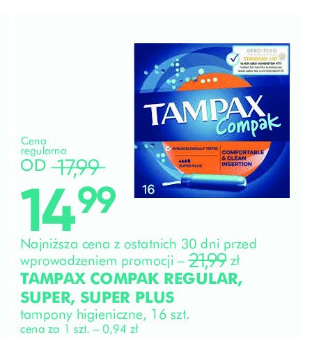 Tampony super Tampax compak promocja