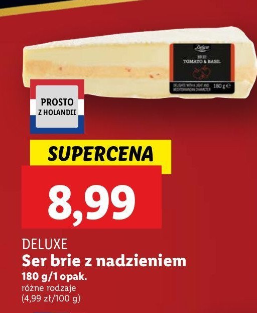 Ser brie nadziewany serkiem śmietankowym z pesto bazyliowym i młodą cebulką Deluxe promocja