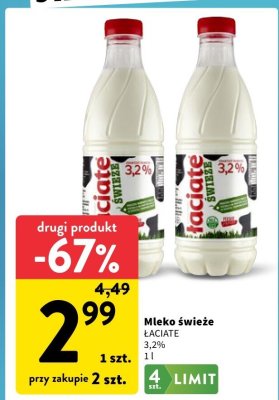 Mleko świeże Łaciate 3,2% 1L promocja w Intermarche