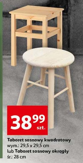 Taboret sosnowy okr膮g艂y promocja