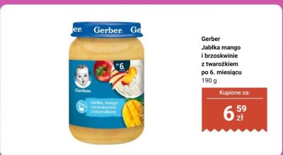 Jabłka mango i brzoskwinie z twarożkiem po 6. miesiącu Gerber promocja w Biedronka